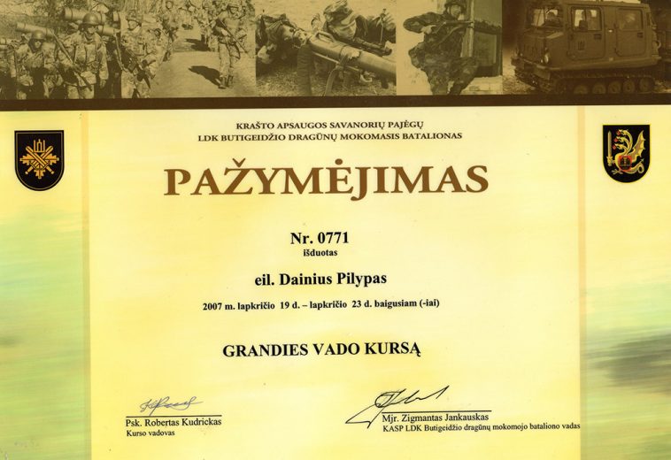 2007 11 23 – Grandies vado kurso pažymėjimas